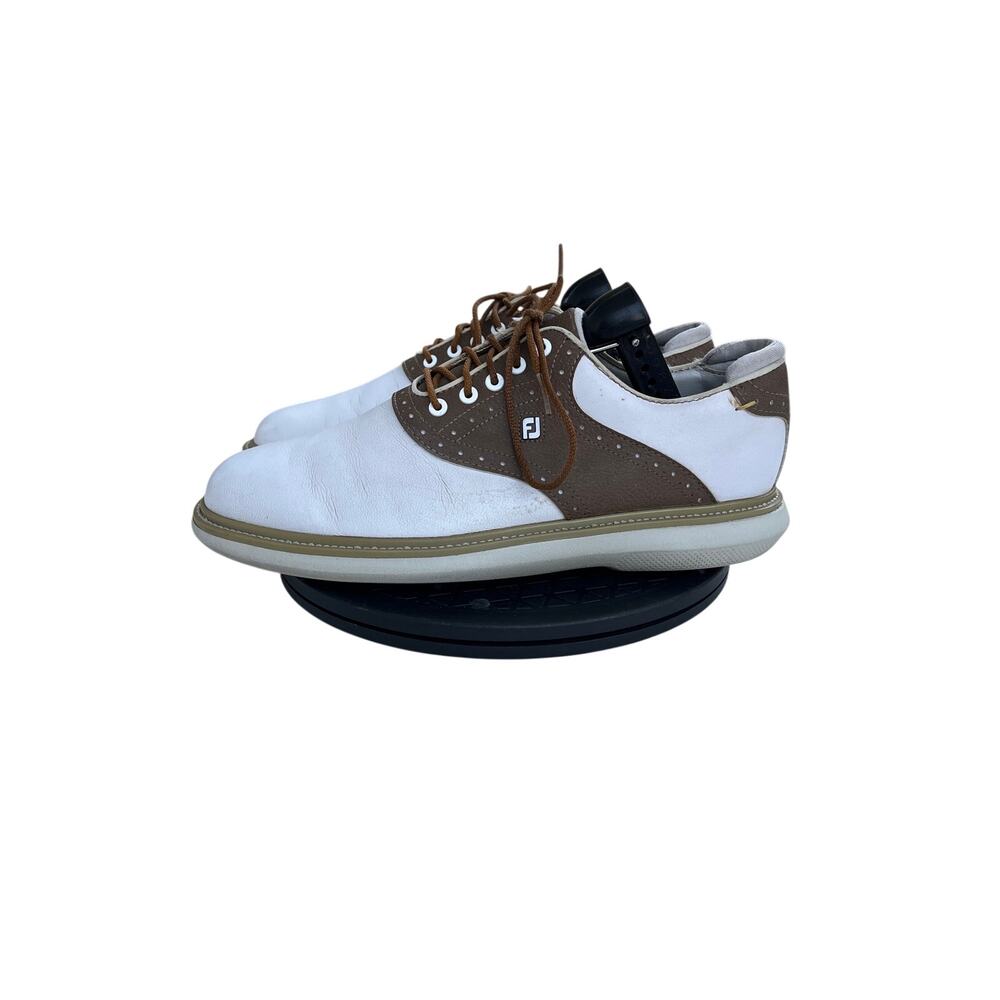 FootJoy Traditions Men's Golf Shoes Size 9 White Brown Leather Spikeless